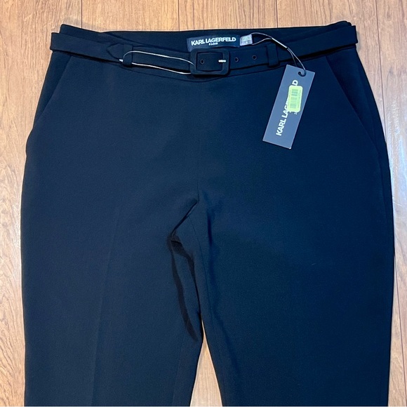 Karl Lagerfeld Pants - NWT! - Karl Lagerfeld Paris Matte Black Trousers/Slacks Fabric Belted Sz 6